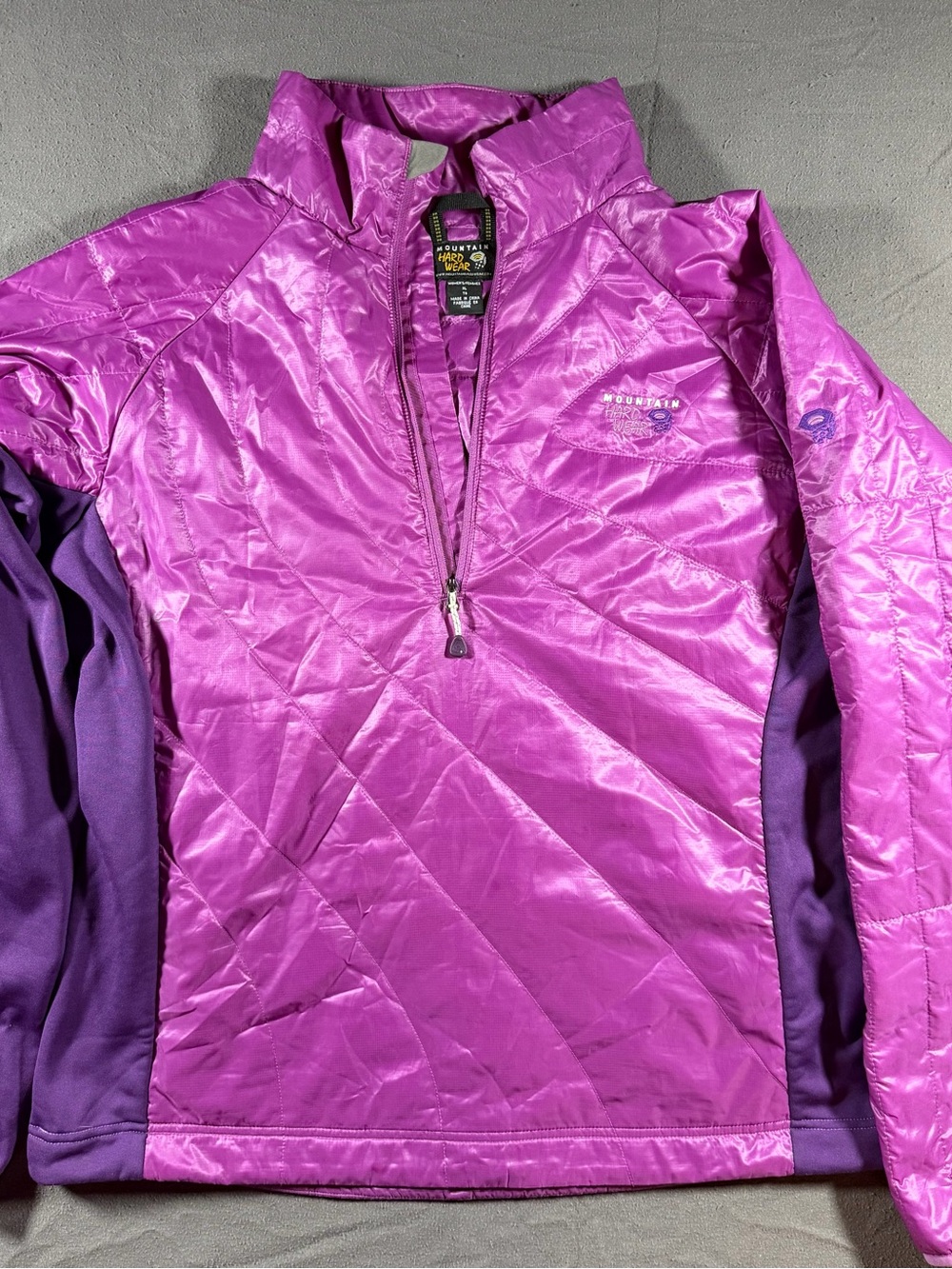 Mountain Hardwear Women's XL Purple Quilted 1/2 Zip Primaloft Pullover Jacket